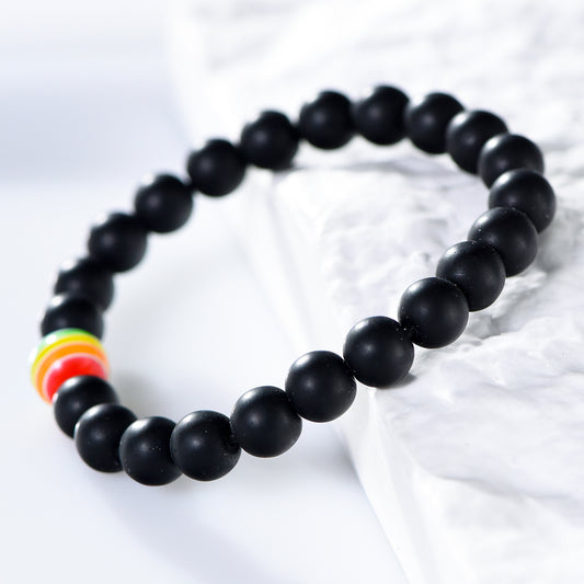 Black Bead Rainbow Bracelet